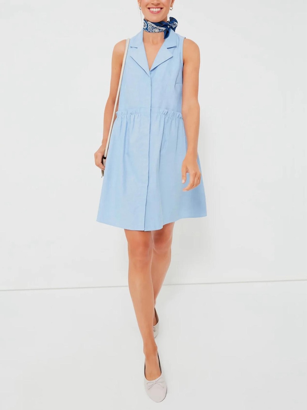 Tuckernuck Oxford Blue Sleeveless Royal Shirt Dress, Size Medium